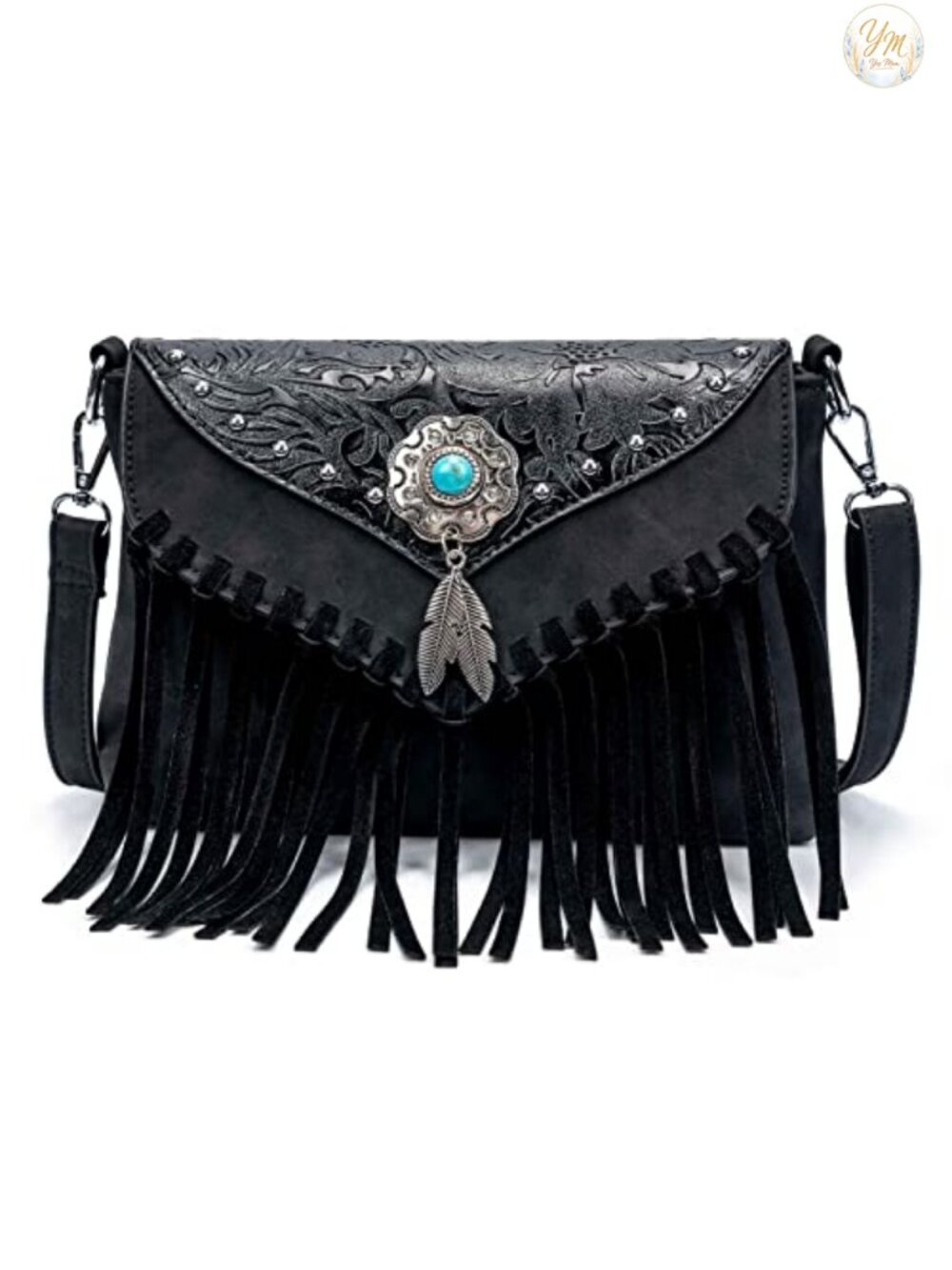 Faux Leather Small Crossbody Bag with Tassel Fringe Shoulder Purse